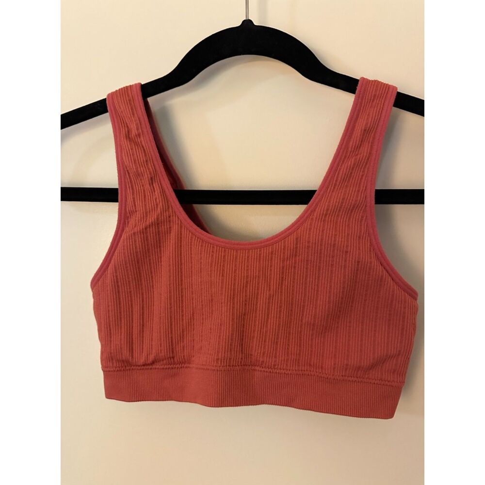no boundaries burnt orange Padded Scoopneck Sports Bra Women's Sz S